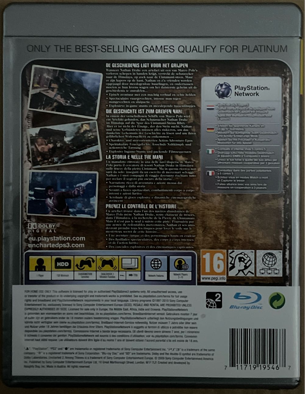 Uncharted 2 Among Thieves - Sony PlayStation 3 (PS3) (Sony Computer Entertainment - 1) video game collectible [Barcode 711719195467] - Main Image 2