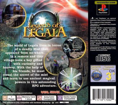 Legend Of Legaia - Sony PlayStation (SCEE - 1) video game collectible [Barcode 711719171027] - Main Image 2