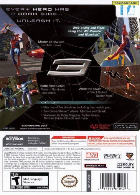 SPIDERMAN 3 - Nintendo Wii (Activision - 1) video game collectible - Main Image 2