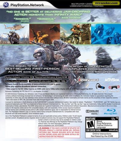 Call Of Duty: Modern Warefare 2 - Sony PlayStation 3 (PS3) (infinity ward - 1-18) video game collectible - Main Image 2