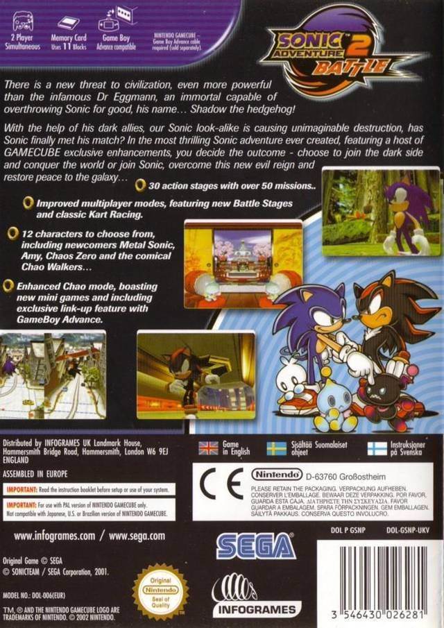 Sonic Adventure 2: Battle - Nintendo GameCube (Sega - 1) video game collectible [Barcode 01006100] - Main Image 2