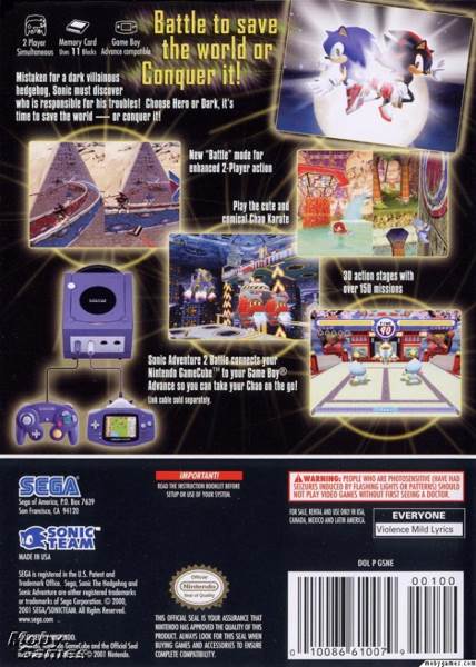 Sonic Adventure 2 Battle - Nintendo GameCube (Sega - 1-2) video game collectible [Barcode 3546430026304] - Main Image 2