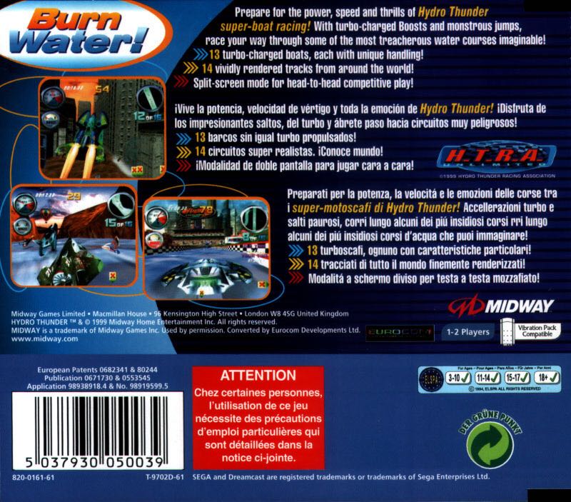 Hydro Thunder - Sega Dreamcast (Midway - 2) video game collectible [Barcode 5037930050046] - Main Image 2