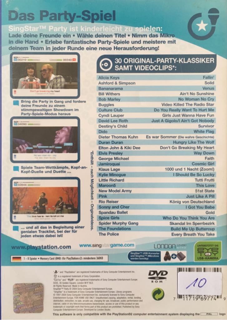 SingStar Party - PS2 - Sony PlayStation 2 (PS2) video game collectible [Barcode 711719697749] - Main Image 2