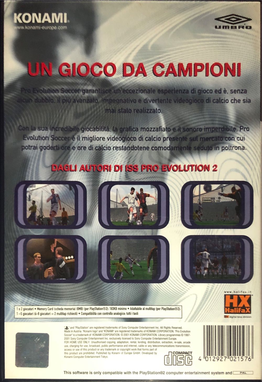 Pro Evolution Soccer - Sony PlayStation 2 (PS2) (Konami - 1-2) video game collectible [Barcode 4012927021576] - Main Image 2