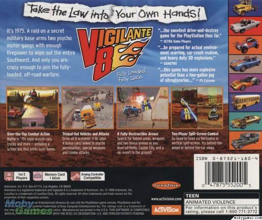 Vigilante 8 - Sony PlayStation (Activision - 1-2) video game collectible [Barcode 5030917001758] - Main Image 2