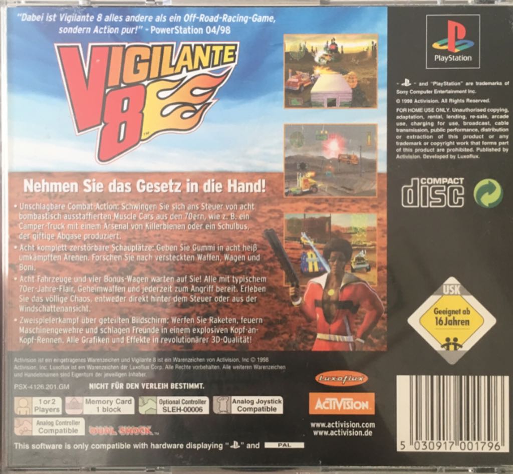 (*1998) Vigilante 8 - Sony PlayStation (2) video game collectible [Barcode 5030917001796] - Main Image 2