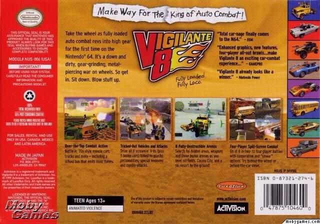 Vigilante 8 - N64 10.0 - Nintendo 64 (N64) (Activision - 4) video game collectible [Barcode 5030917008450] - Main Image 2