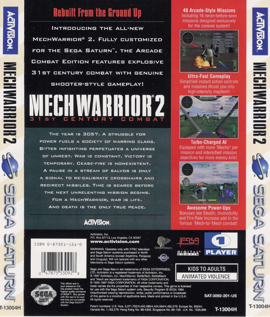Mechwarrior 2 - Sega Saturn (Activision - 1) video game collectible [Barcode 5030917000577] - Main Image 2