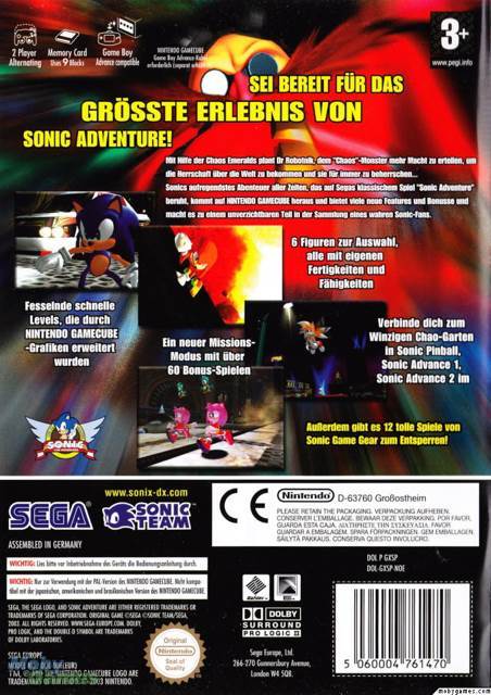 Sonic Adventure - Nintendo GameCube (Sega - 1) video game collectible [Barcode 5050740020450] - Main Image 2