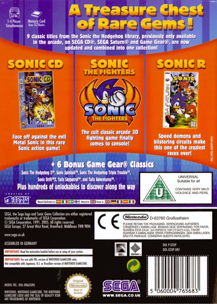 Sonic Gems Collection - Nintendo GameCube (Sega - 4) video game collectible [Barcode 5060004765683] - Main Image 2