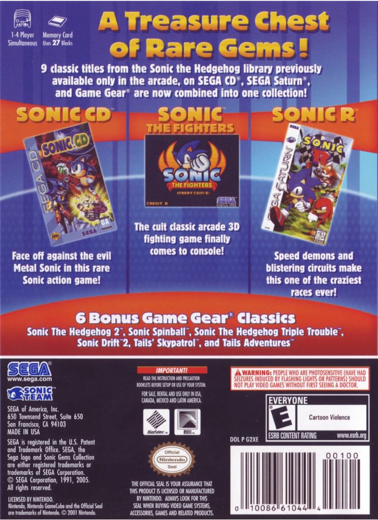 Sonic Gems Collection - Nintendo GameCube (Sega - 1-4) video game collectible - Main Image 2