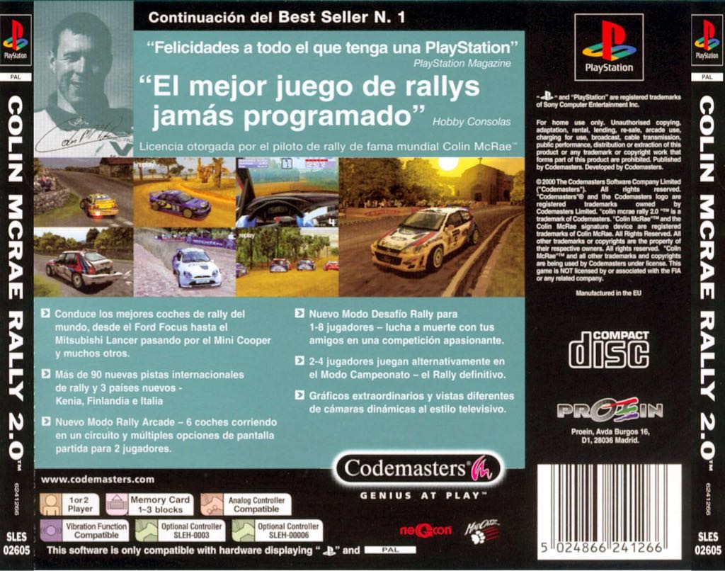 Colin McRae Rally 2.0 - Sony PlayStation (Codemasters - 1 or 2) video game collectible [Barcode 5024866242195] - Main Image 2