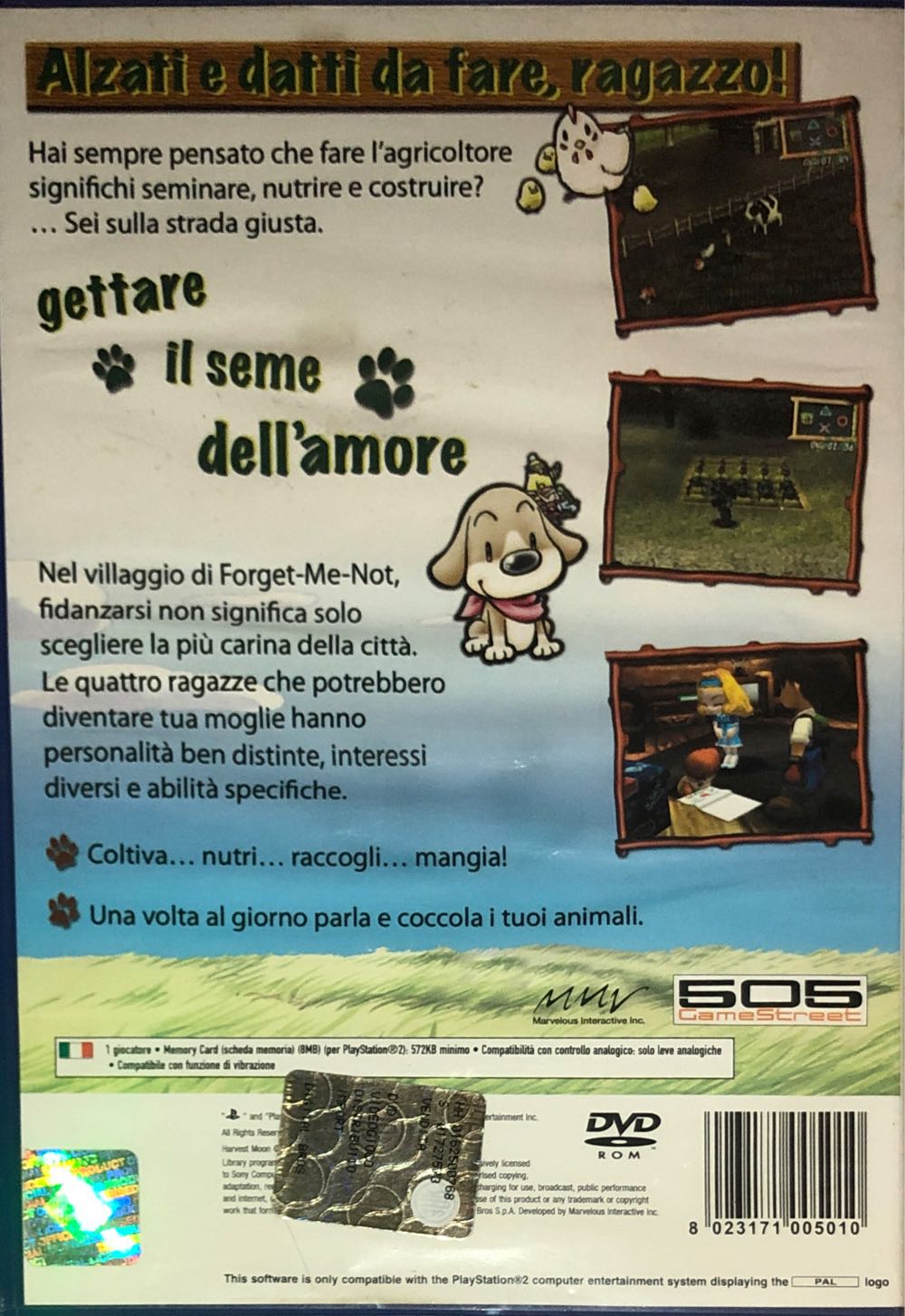 Harvest Moon - Sony PlayStation 2 (PS2) (505 Games - 1) video game collectible [Barcode 8023171005010] - Main Image 2