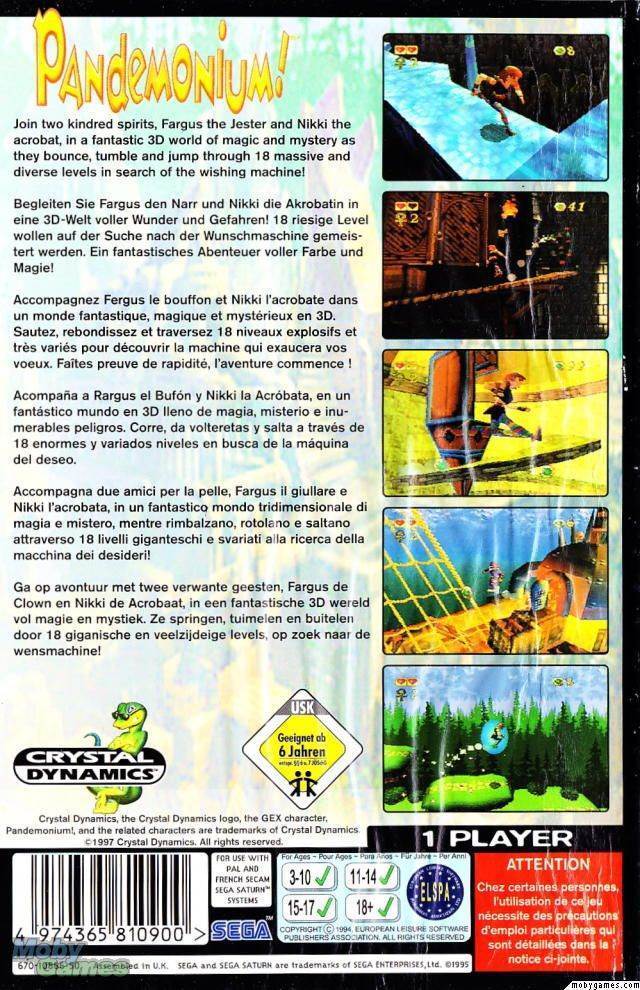 Pandemonium! - Sega Saturn (Crystal Dynamics - 1) video game collectible [Barcode 765979211306] - Main Image 2