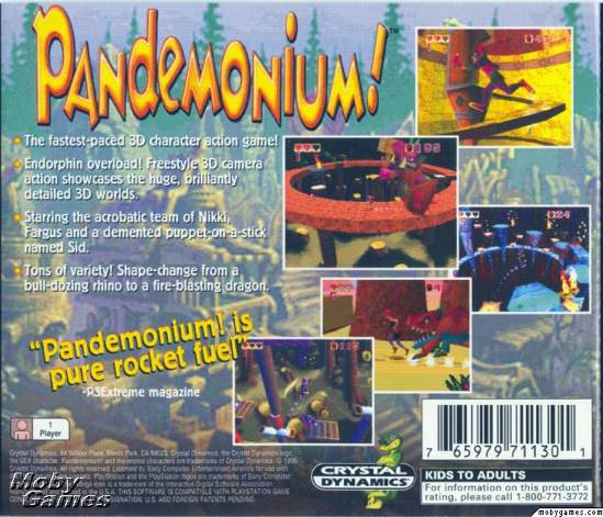 Pandemonium! (DISC ONLY) - Sony PlayStation (Eidos Interactive - 1) video game collectible [Barcode 788687303033] - Main Image 2