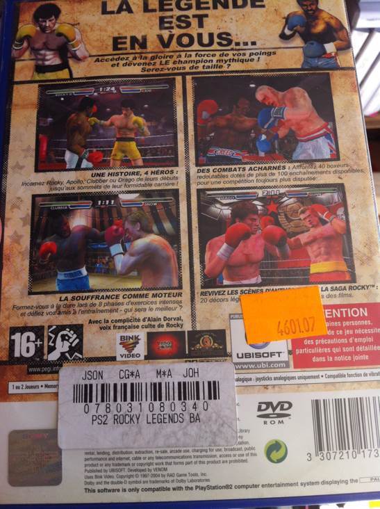 PS2 / Rocky Legends - Sony PlayStation 2 (PS2) (1-2) video game collectible [Barcode 3307210173782] - Main Image 2