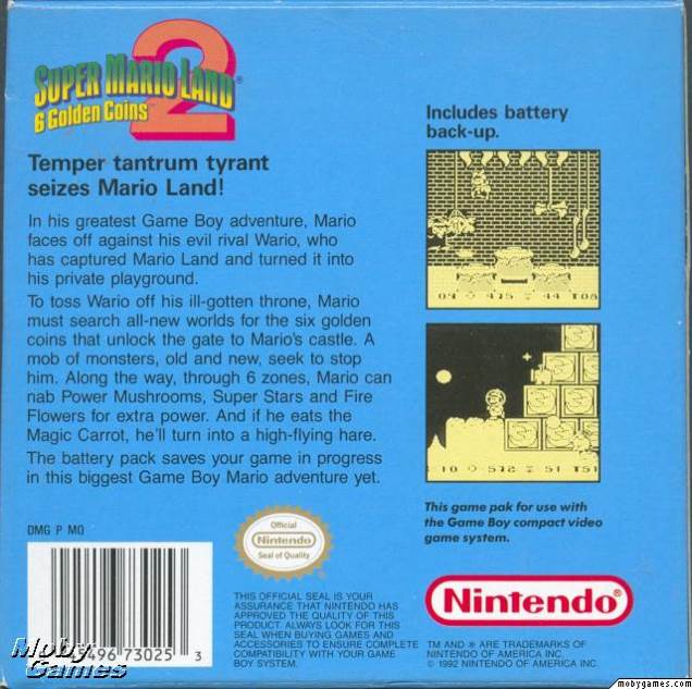 Super Mario Land 2: 6 Golden Coins - Nintendo Game Boy (Nintendo - 1) video game collectible [Barcode 045496460419] - Main Image 2