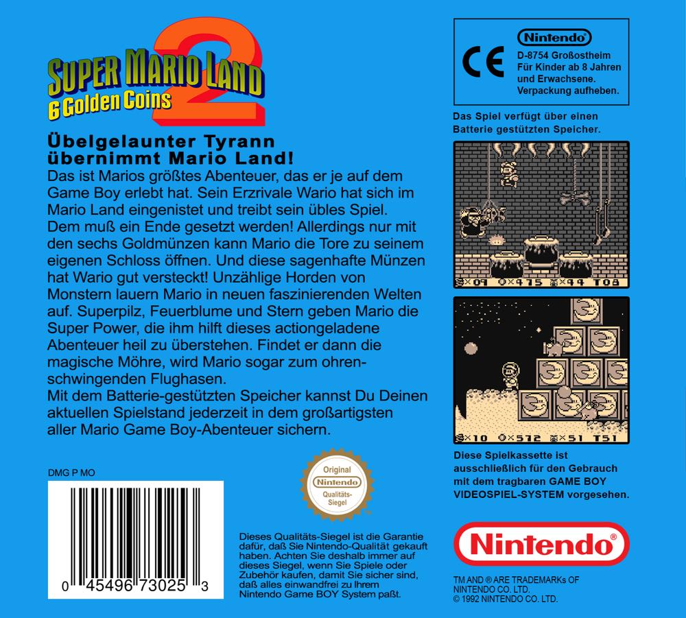 Super Mario Land 2: 6 Golden Coins - Nintendo Game Boy video game collectible - Main Image 2