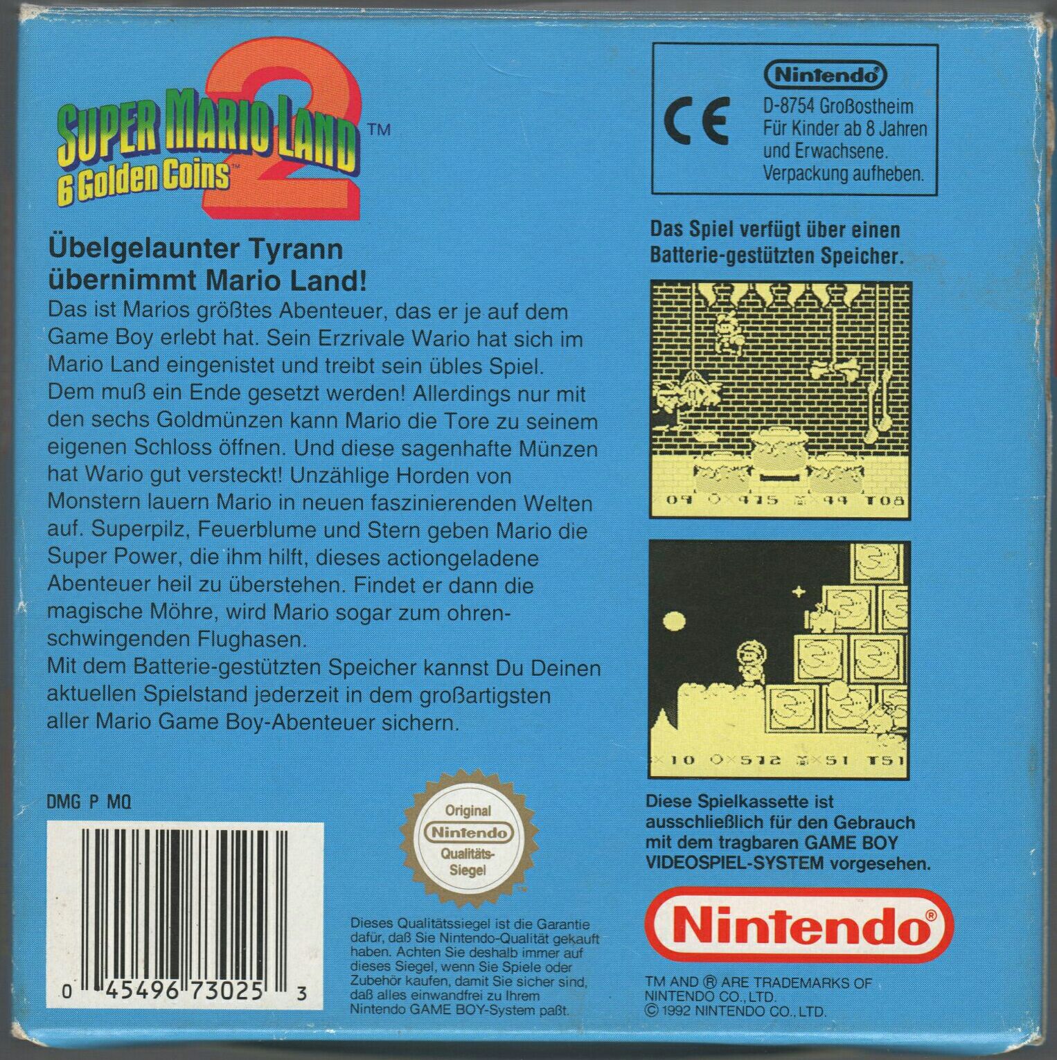 Super Mario Land 2: 6 Golden Coins - Nintendo Game Boy video game collectible - Main Image 2