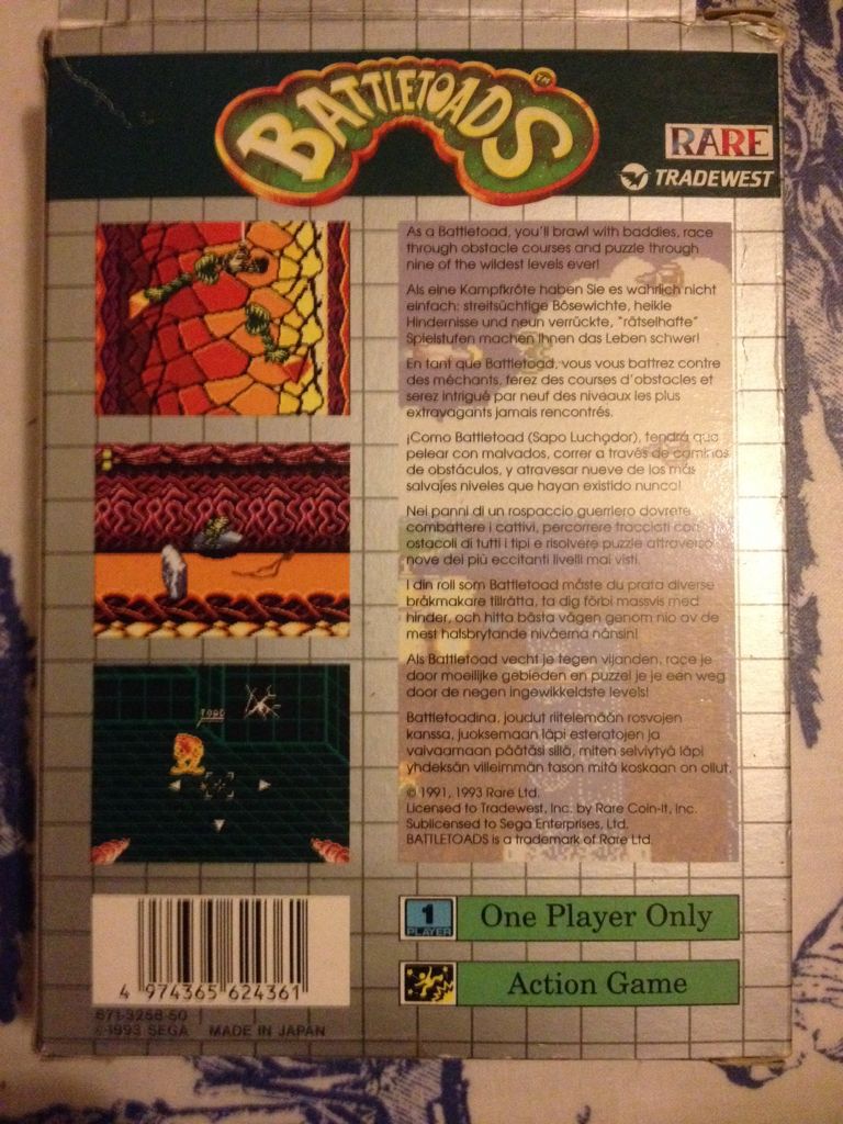 Battletoads - Sega Game Gear (Tradewest - 1) video game collectible [Barcode 4974365624361] - Main Image 2