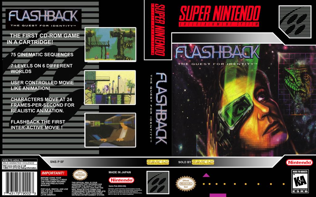 Flashback - Nintendo Super Nintendo Entertainment System (SNES) video game collectible [Barcode 090451306783] - Main Image 2