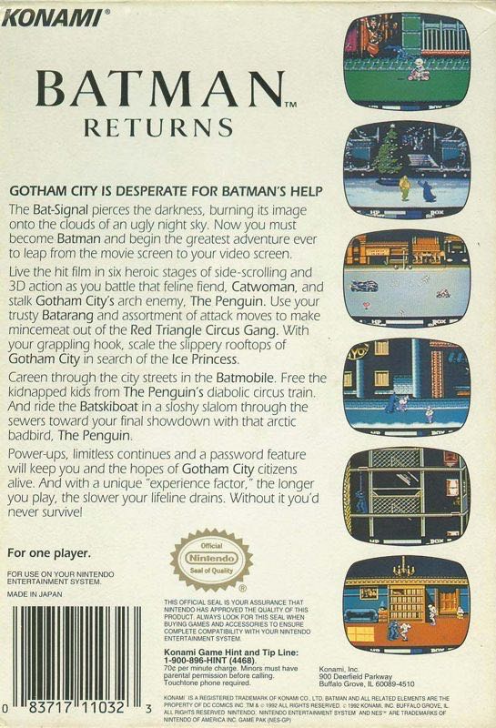 Batman Returns - Nintendo Entertainment System (NES) (Konami/Warner Bros. Interactive Entertainment) video game collectible - Main Image 2