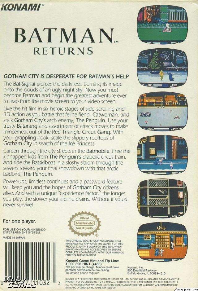 Batman Returns - Nintendo Entertainment System (NES) (Konami) video game collectible - Main Image 2