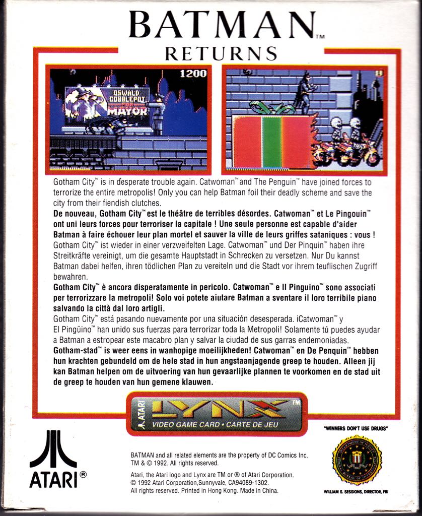 Batman Returns - Atari Lynx (Atari - 1) video game collectible - Main Image 2
