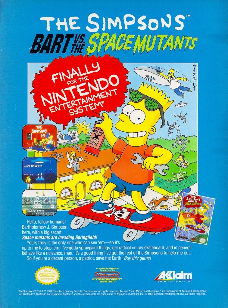 The Simpsons: Bart vs. The Space Mutants - Nintendo Entertainment System (NES) (Acclaim - 1) video game collectible - Main Image 3