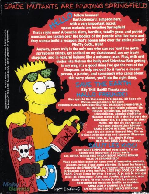 The Simpsons Bart Vs The Space Mutants - Nintendo Entertainment System (NES) video game collectible - Main Image 2