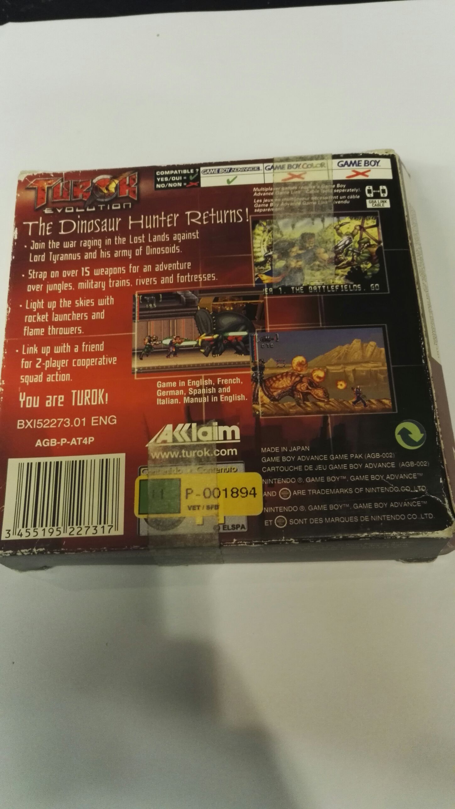 Turok Evolution - Nintendo Game Boy Advance (GBA) (Akklaim - 1) video game collectible [Barcode 3455195227317] - Main Image 2