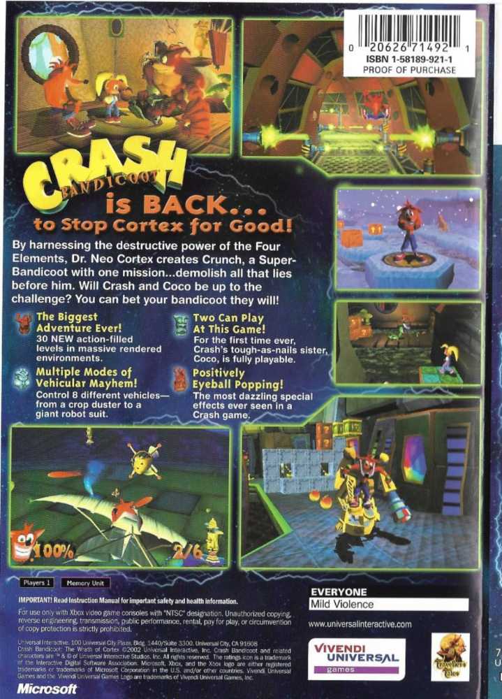 Crash Bandicoot: The Wrath Of Cortex - Sony PlayStation 2 (PS2) (Universal Interactive - 1 Players) video game collectible - Main Image 2