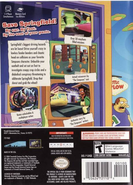 The Simpsons: Hit and Run - Nintendo GameCube (Sierra - 1) video game collectible [Barcode 3348542181076] - Main Image 2