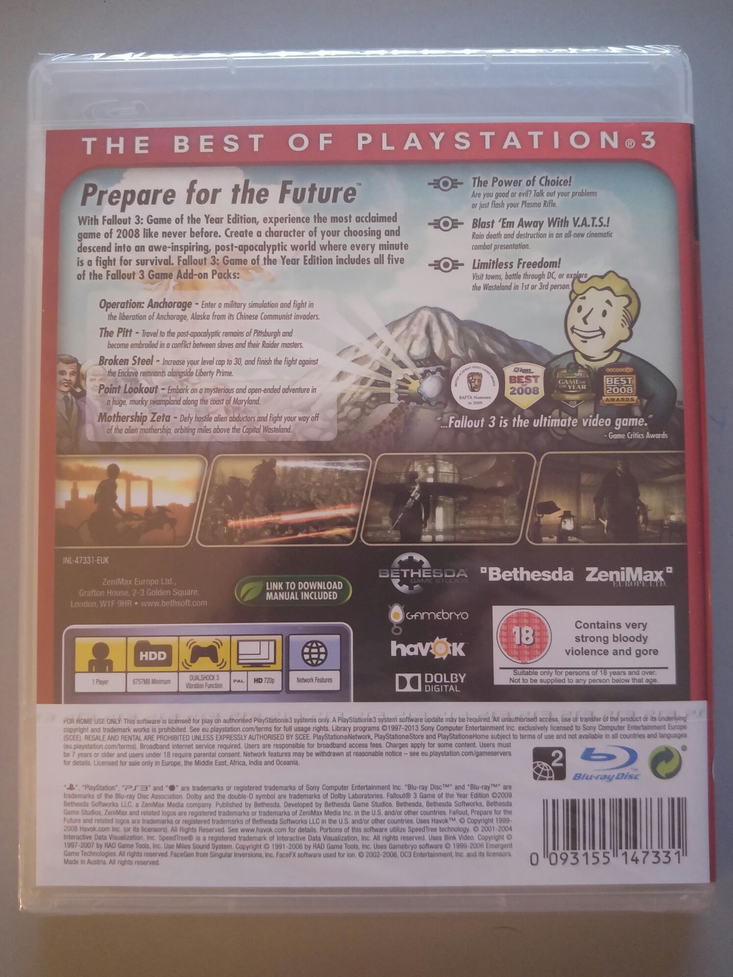 Fallout 3: Game Of The Year - Sony PlayStation 3 (PS3) (Bethesda - 1) video game collectible [Barcode 093155147331] - Main Image 2