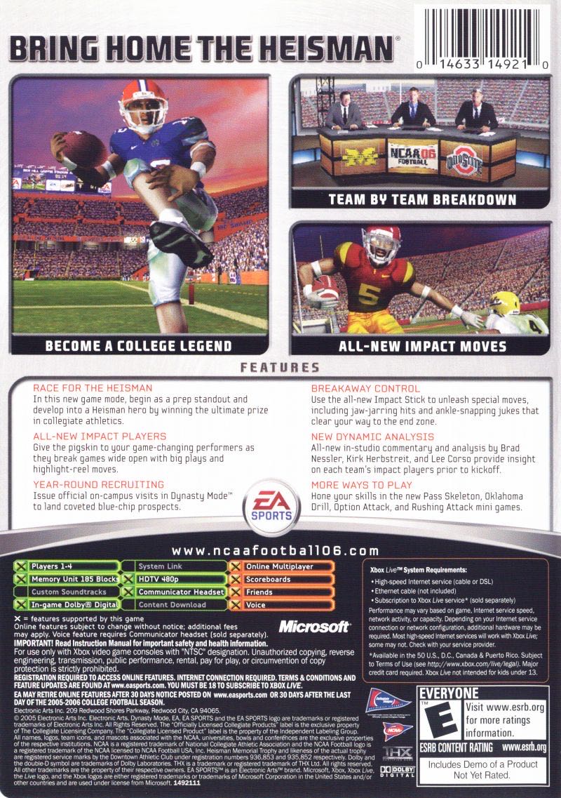 NCAA Football 2006 - Microsoft Xbox (Electronic Arts/EA Games - 2) video game collectible [Barcode 014633149210] - Main Image 2