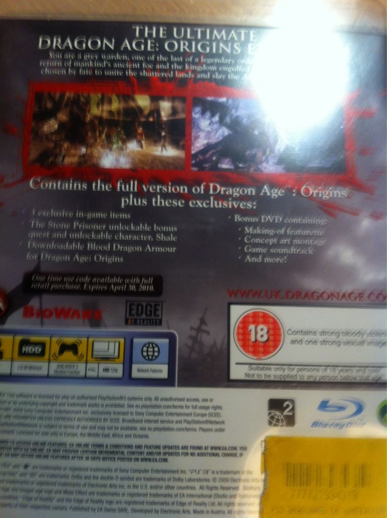 Dragon Age: Origins - Sony PlayStation 3 (PS3) (Bioware - 1) video game collectible [Barcode 777721934319] - Main Image 2