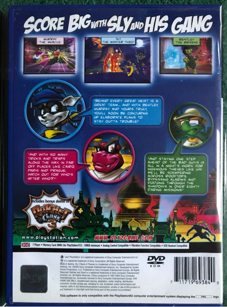 Sly 2: Band of Thieves - Sony PlayStation 2 (PS2) (Sony Computer Entertainment - 1) video game collectible [Barcode 711719693840] - Main Image 2