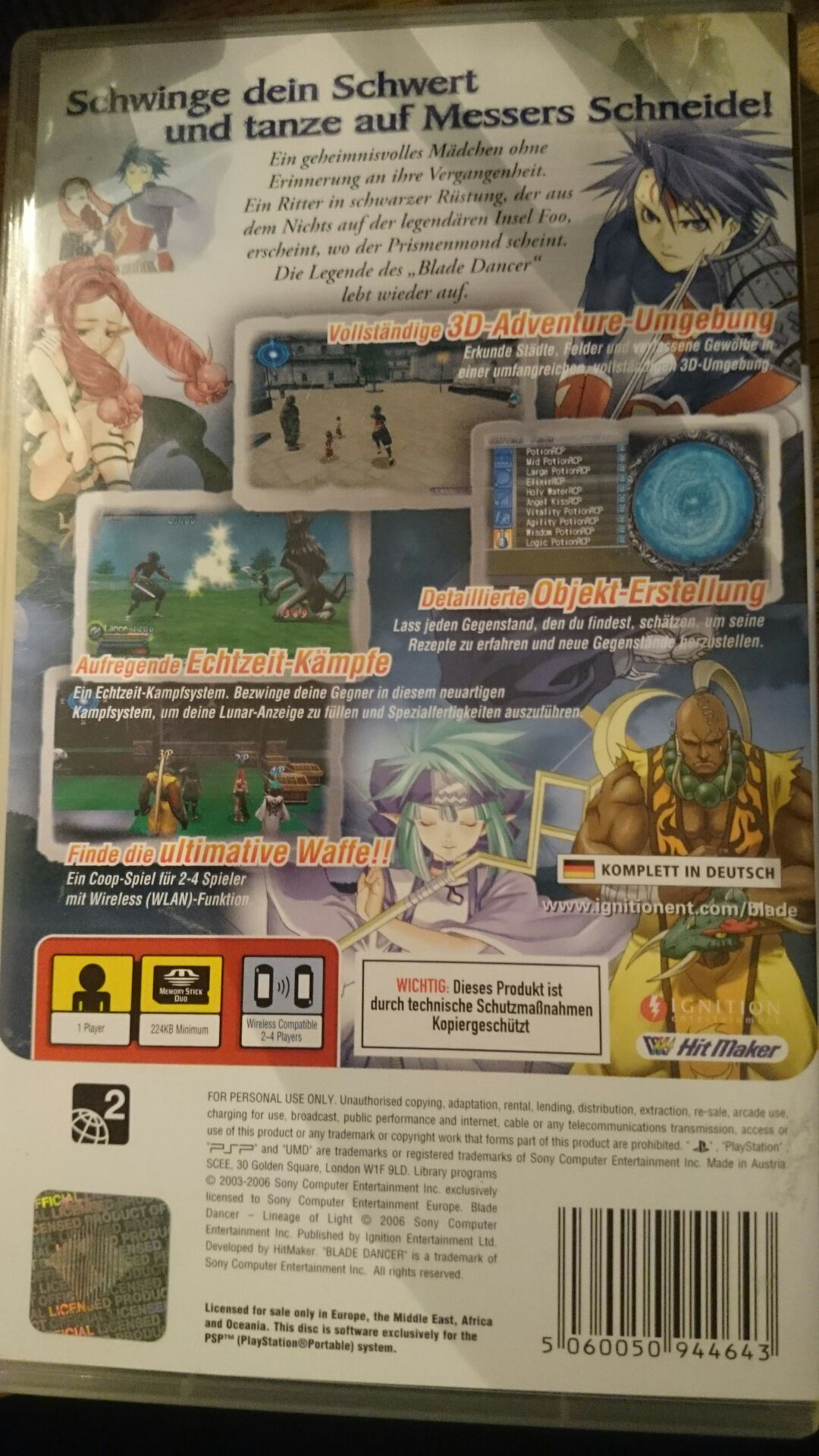 Blade Dancer: Lineage of Light - Sony PlayStation Portable (PSP) video game collectible [Barcode 5060050944643] - Main Image 2