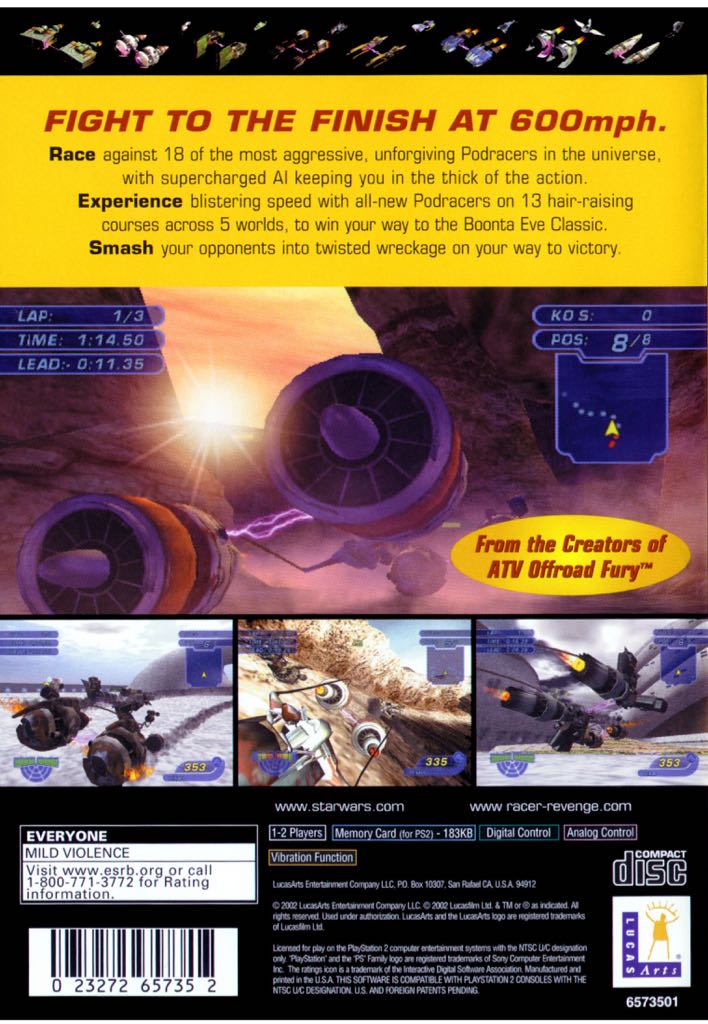Star Wars: Racer Revenge - Sony PlayStation 2 (PS2) (LucasArts - 1) video game collectible [Barcode 06977078] - Main Image 2