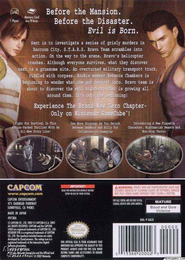 Resident Evil Zero - Nintendo GameCube (Capcom - 1) video game collectible [Barcode 5055060950180] - Main Image 2