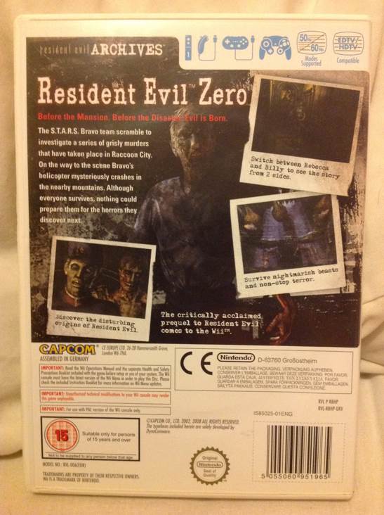 Resident Evil Zero Archives - Nintendo Wii (Capcom - 1) video game collectible [Barcode 5055060951965] - Main Image 2