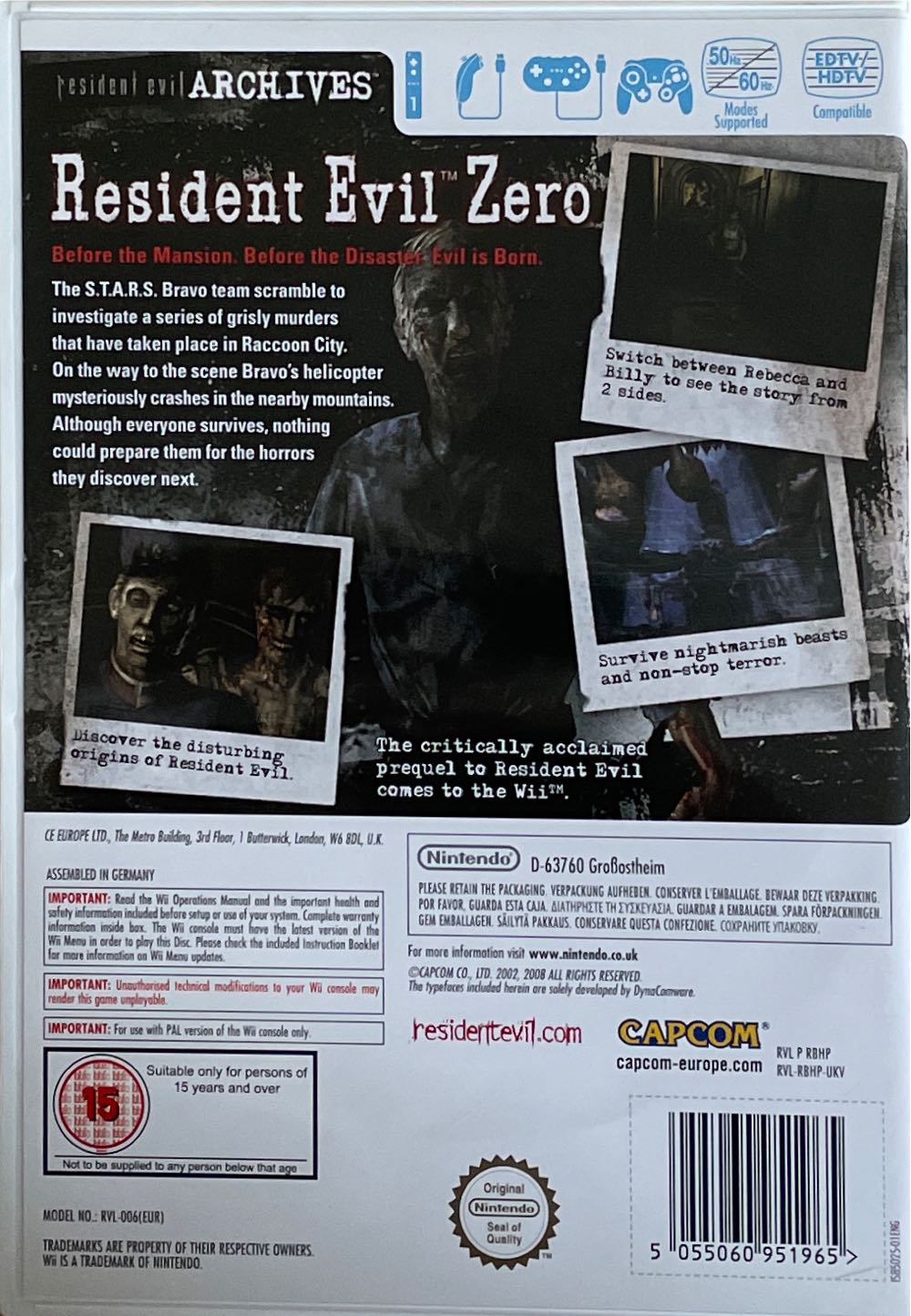 Resident Evil Zero Archives - Nintendo Wii (Capcom - 1) video game collectible [Barcode 5055060951965] - Main Image 4