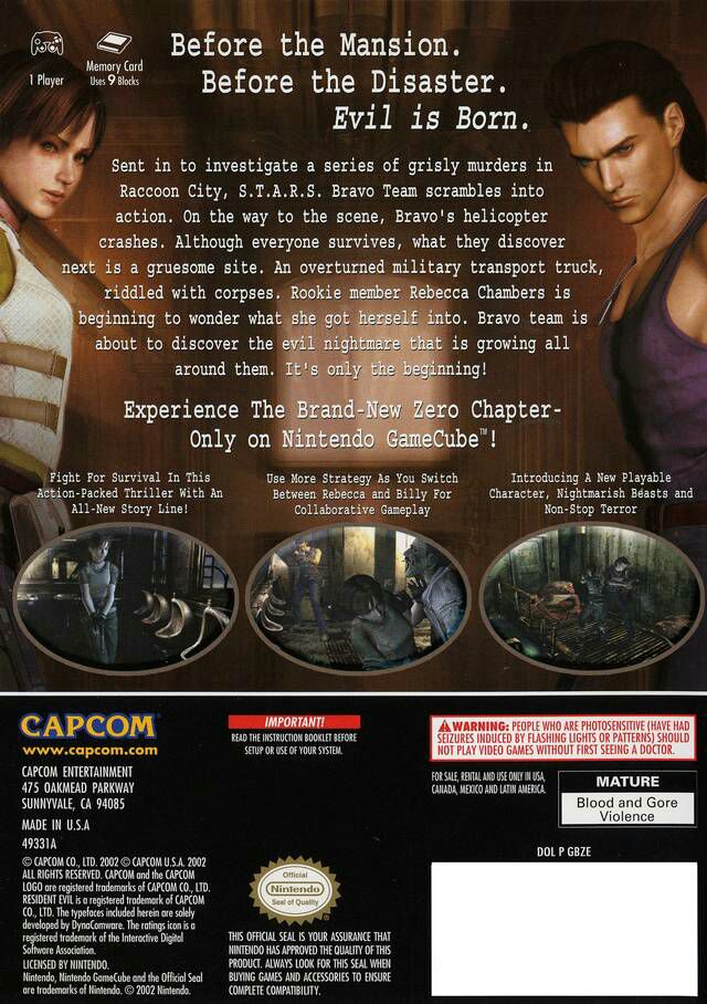 Resident Evil Zero - Nintendo GameCube video game collectible - Main Image 2