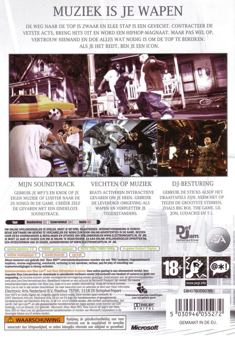 Def Jam: Icon - Microsoft Xbox 360 (EA Swiss - 1-2) video game collectible [Barcode 5030946055272] - Main Image 2