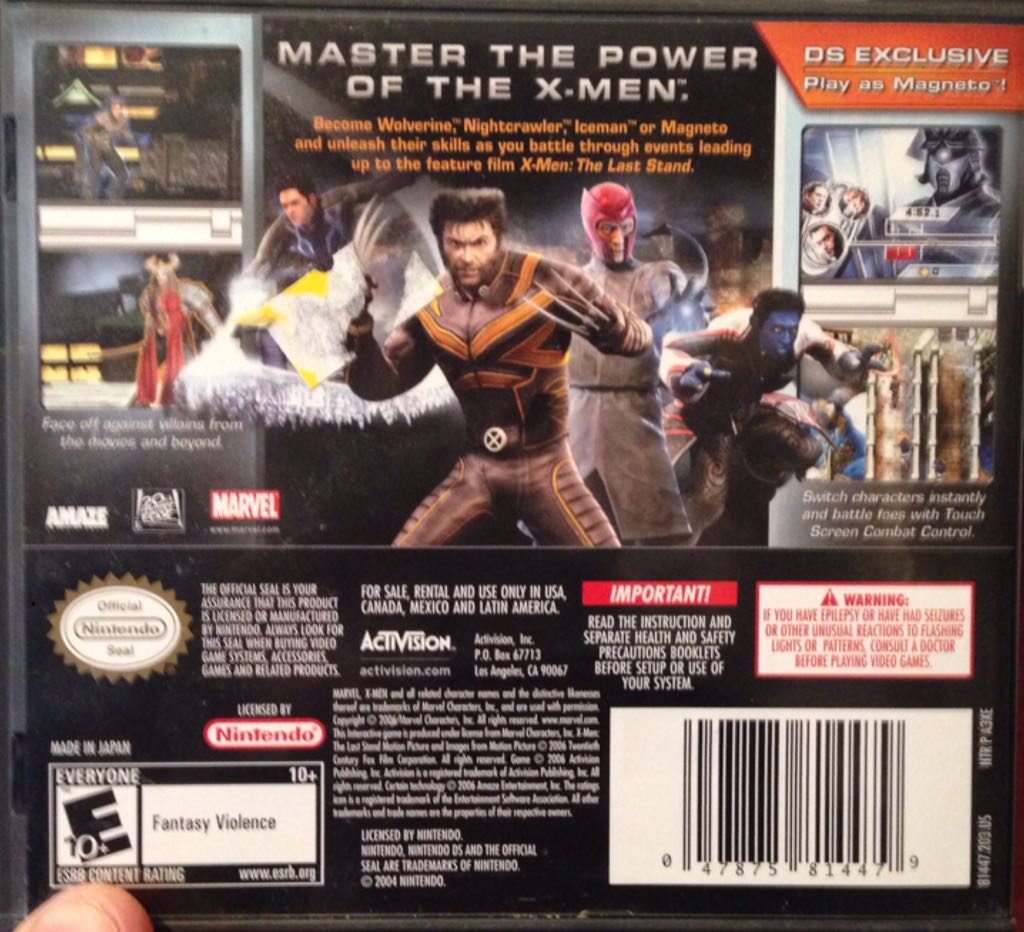 X-Men: The Official Game - Nintendo DS (Activision - 1) video game collectible [Barcode 047875814479] - Main Image 2