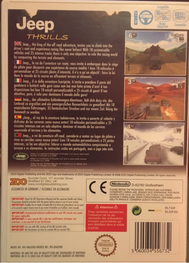 Jeep Thrills - Nintendo Wii (Zoo Digital Publishing - 2) video game collectible - Main Image 2