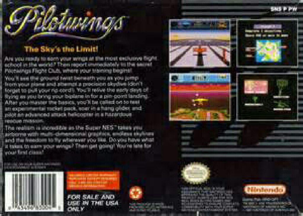 PilotWings - Nintendo Super Nintendo Entertainment System (SNES) (Nintendo - 1) video game collectible - Main Image 2
