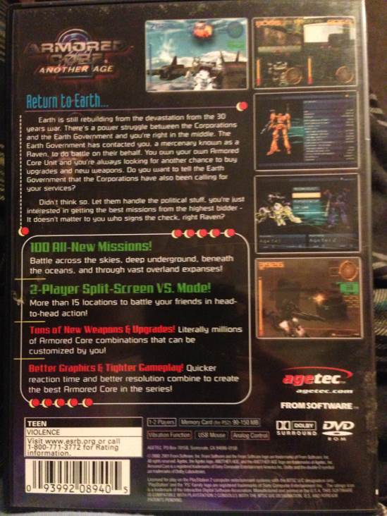 Armored Core 2: Another Age - Sony PlayStation 2 (PS2) (Metro3D - 1-2) video game collectible [Barcode 5060048310016] - Main Image 2