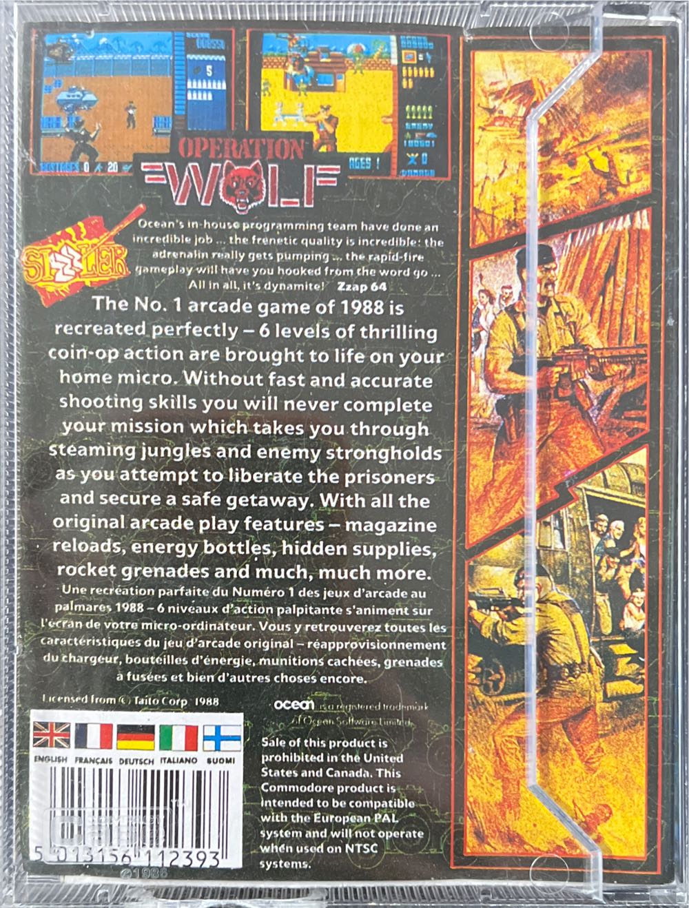 Operation Wolf - Commodore 64 (Ocean - 1) video game collectible [Barcode 5013156112393] - Main Image 2